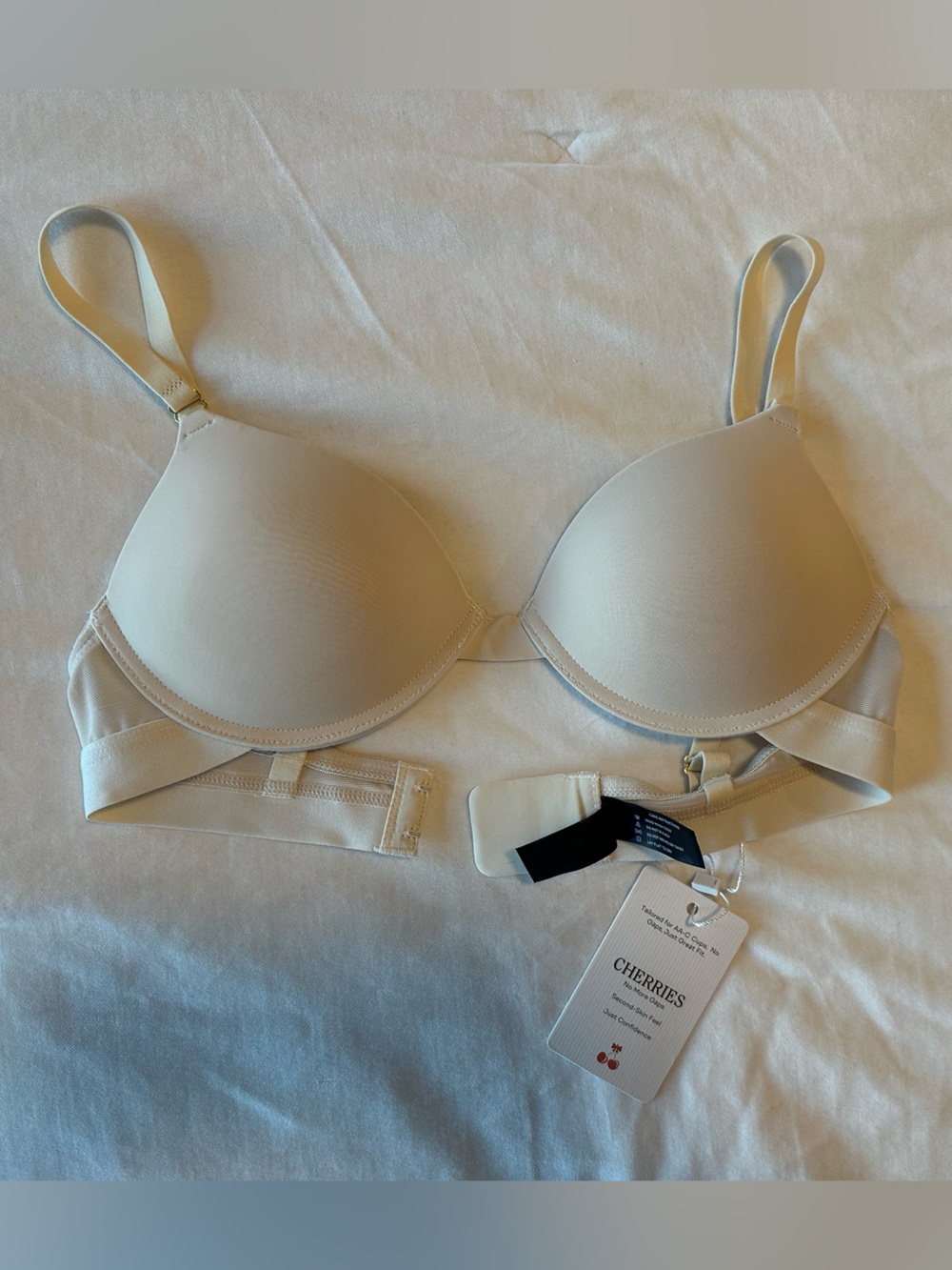 Cherries Plunge T-Shirt Push Up Bra in Light Beige